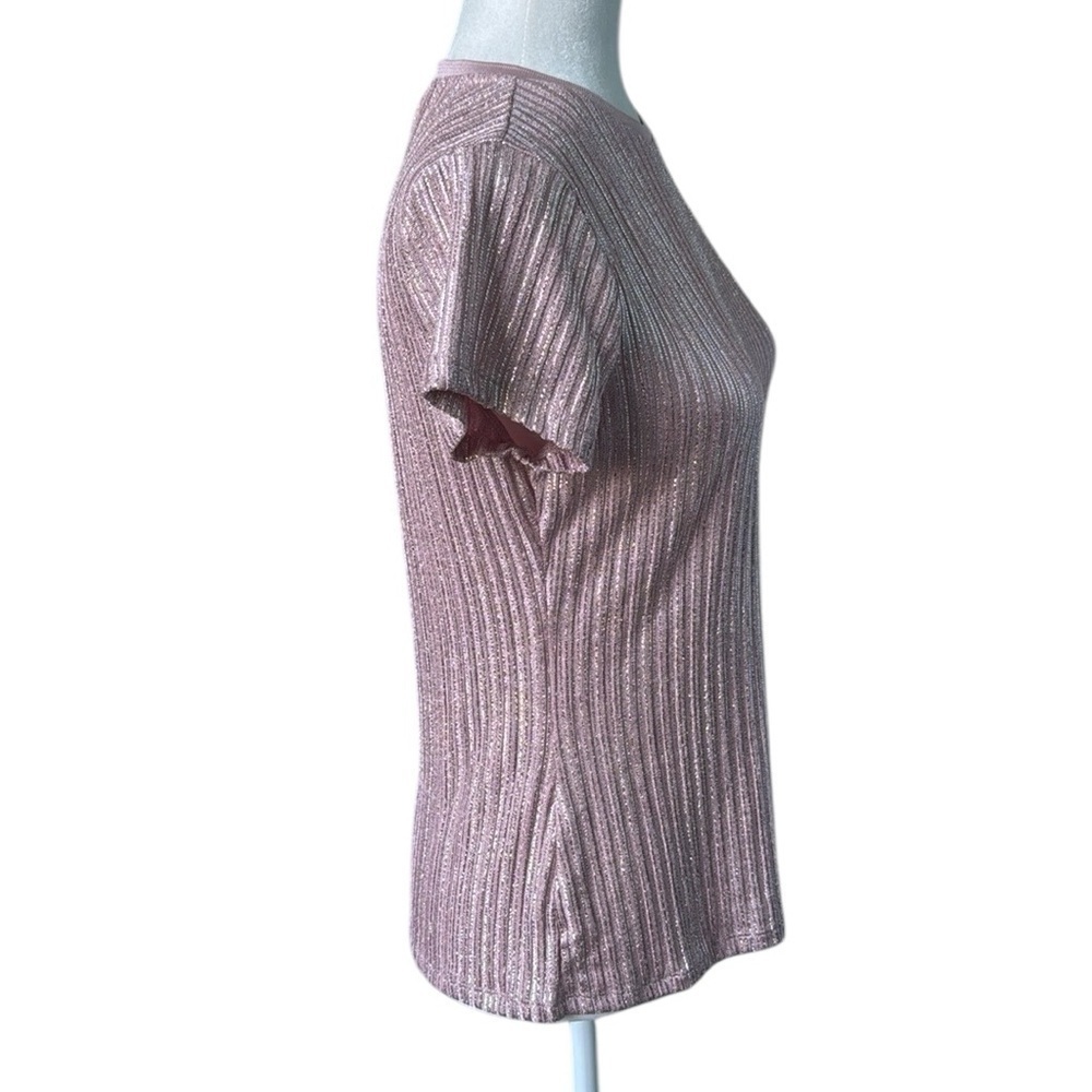 Ted Baker London Catrino Metallic Pink Shimmer Fitted Tee Size 2 Medium NWT - Picture 3 of 14